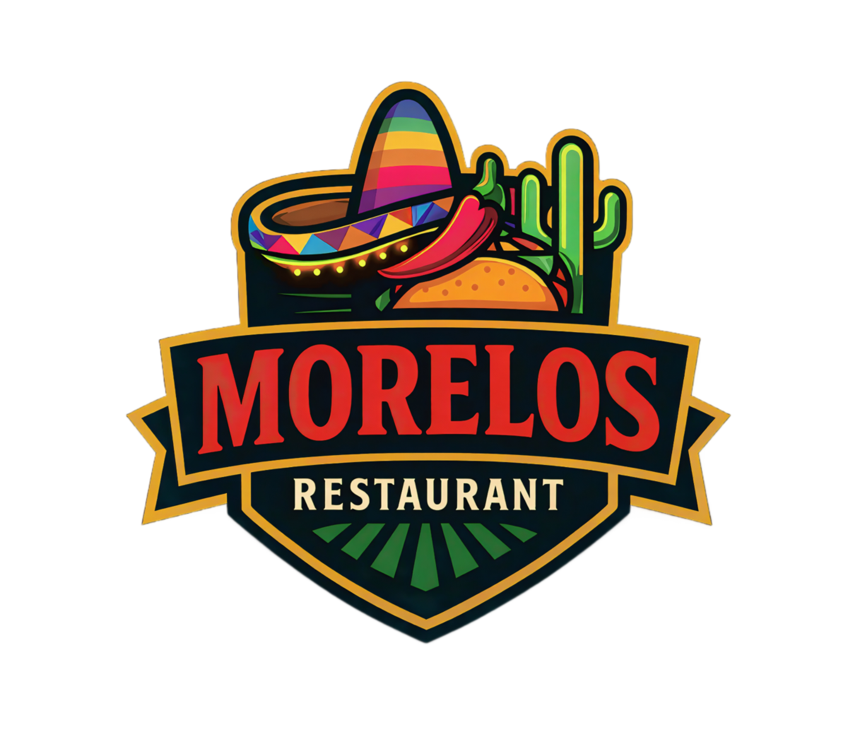 Das Markenlogo mit mexikanischem Design für das Morelos Restaurant Berlin Pankow