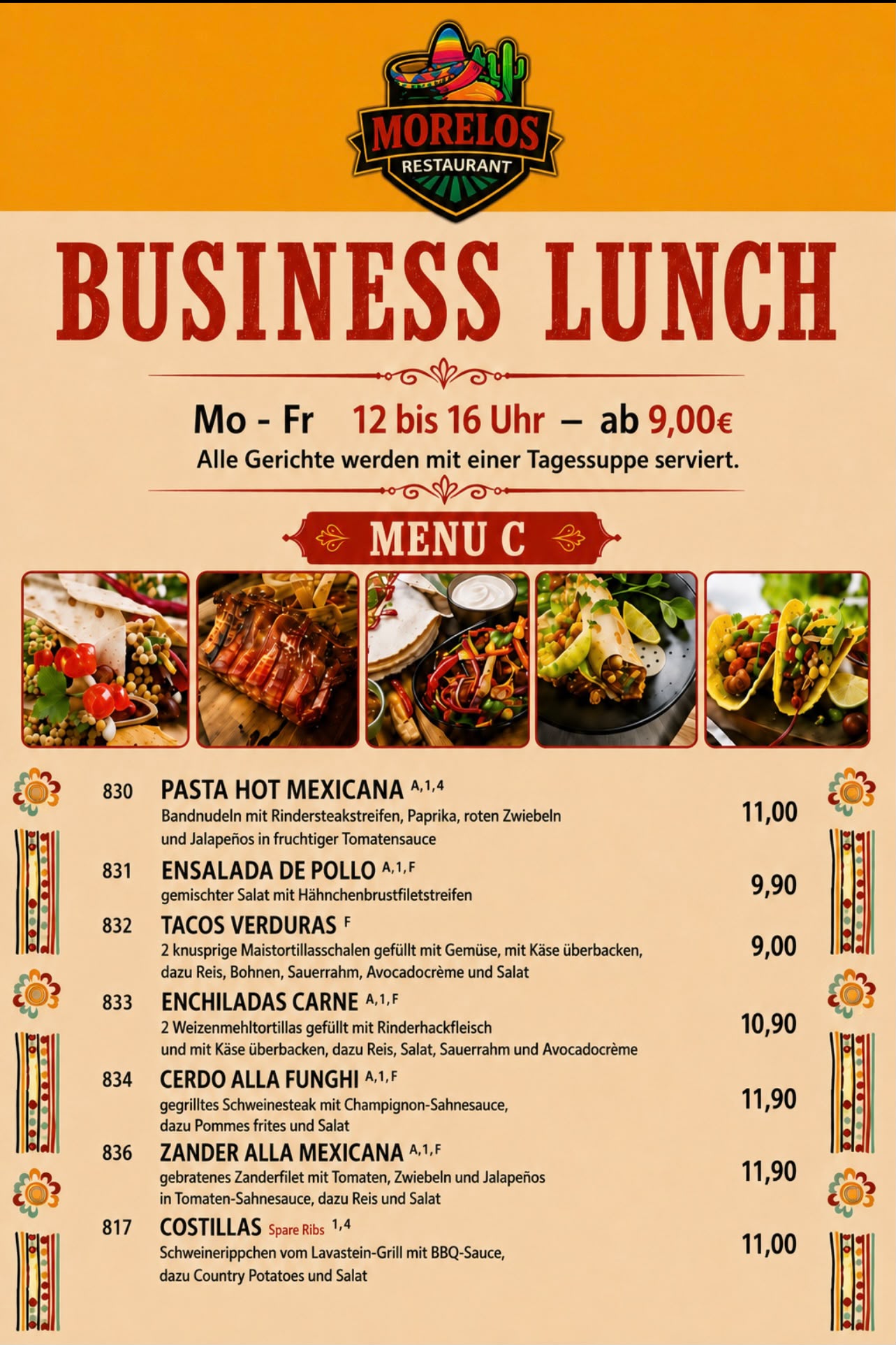 Mexikanischer Business Lunch und Wochenkarte im Morelos Restaurant Berlin Pankow