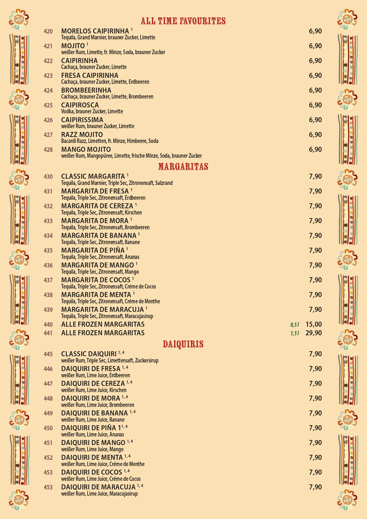 Die offizielle Speisekarte des Morelos Restaurant Berlin mit authentischen mexikanischen Gerichten