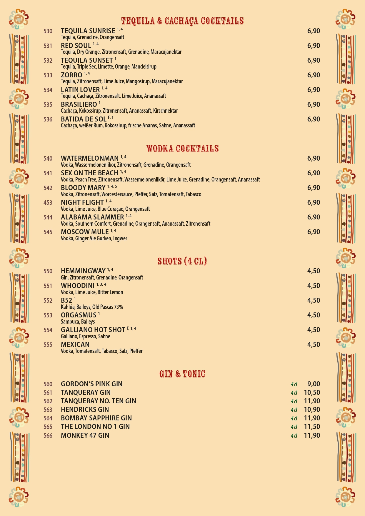 Die offizielle Speisekarte mit authentischen mexikanischen Gerichten im Morelos Restaurant Berlin